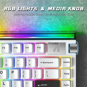 Attack Shark R85 HE Starlight White 75% Wired Magnetic Switch Gaming Keyboard, 79 Keys, Purple Mandrel Switch, 8000Hz Polling Rate, 256KHz Scan Rate, 0.005mm Rapid Trigger, 0.1–3.3mm Adjustable Actuation, Hot-Swappable, Multimedia Knob, Custom RGB Li