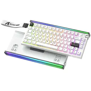 Attack Shark R85 HE Starlight White 75% Wired Magnetic Switch Gaming Keyboard, 79 Keys, Purple Mandrel Switch, 8000Hz Polling Rate, 256KHz Scan Rate, 0.005mm Rapid Trigger, 0.1–3.3mm Adjustable Actuation, Hot-Swappable, Multimedia Knob, Custom RGB Li