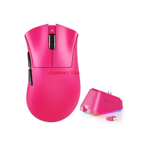 Attack Shark V3 PRO Rose Red Wireless Gaming Mouse with RGB Magnetic Charging Dock, PixArt PAW3311 Sensor, 25000 DPI, 62g±3g Lightweight Design, Tri-Mode 2.4GHz Bluetooth & USB-C Wired, 1000Hz Polling Rate, 400 IPS, 40G Acceleration