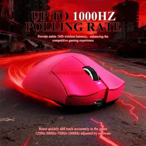 Attack Shark V3 PRO Rose Red Wireless Gaming Mouse with RGB Magnetic Charging Dock, PixArt PAW3311 Sensor, 25000 DPI, 62g±3g Lightweight Design, Tri-Mode 2.4GHz Bluetooth & USB-C Wired, 1000Hz Polling Rate, 400 IPS, 40G Acceleration