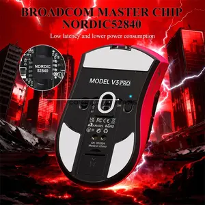 Attack Shark V3 PRO Rose Red Wireless Gaming Mouse with RGB Magnetic Charging Dock, PixArt PAW3311 Sensor, 25000 DPI, 62g±3g Lightweight Design, Tri-Mode 2.4GHz Bluetooth & USB-C Wired, 1000Hz Polling Rate, 400 IPS, 40G Acceleration