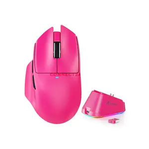 Attack Shark V6 Berry Red Wireless Gaming Mouse with RGB Magnetic Charging Dock, PixArt PAW3311 Sensor, 25000 DPI, 65g±3g Lightweight Design, Tri-Mode Bluetooth 5.2 2.4GHz & Wired, 1000Hz Polling Rate, 400 IPS, 40G Acceleration, Omron 100 Million Cli