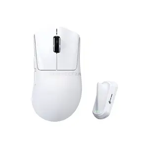 Attack Shark V8 White Ultra-Light Ergonomic Wireless Gaming Mouse, PixArt PAW3950 MAX Sensor, 42000 DPI, Dual 8000Hz Wired & Wireless Polling Rate, Nordic 54L15 MCU, 59g±3g, Tri-Mode Bluetooth 5.2 2.4GHz & Wired, 750 IPS, 65G, Omron Optical Switches 