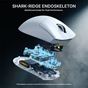 Attack Shark V8 White Ultra-Light Ergonomic Wireless Gaming Mouse, PixArt PAW3950 MAX Sensor, 42000 DPI, Dual 8000Hz Wired & Wireless Polling Rate, Nordic 54L15 MCU, 59g±3g, Tri-Mode Bluetooth 5.2 2.4GHz & Wired, 750 IPS, 65G, Omron Optical Switches 