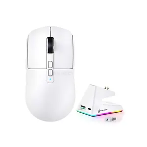 Attack Shark X6 White Wireless Gaming Mouse with Magnetic Charging Dock, PixArt PAW3395 Sensor, 26000 DPI, 49g±3g Superlight Design, Tri-Mode Bluetooth 5.2 2.4GHz & USB-C Wired, 1000Hz Polling Rate, 650 IPS, 50G Acceleration & 80 Million Clicks