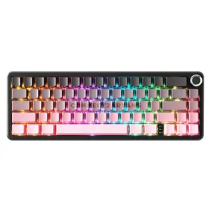 Attack Shark X66 Blackberry 60% Wireless Mechanical Gaming Keyboard, 66 Keys, Pre-Lubed Linear Strawberry Switches, Tri-Mode Bluetooth 5.0 2.4GHz & USB-C Wired, Gasket Mount, Hot-Swappable, Side-Printed PBT Keycaps, RGB, Metal Knob & 3000mAh Battery