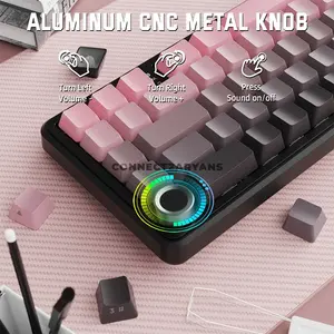 Attack Shark X66 Blackberry 60% Wireless Mechanical Gaming Keyboard, 66 Keys, Pre-Lubed Linear Strawberry Switches, Tri-Mode Bluetooth 5.0 2.4GHz & USB-C Wired, Gasket Mount, Hot-Swappable, Side-Printed PBT Keycaps, RGB, Metal Knob & 3000mAh Battery