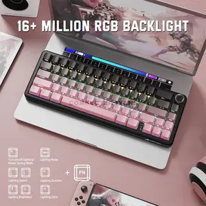 Attack Shark X66 Blackberry 60% Wireless Mechanical Gaming Keyboard, 66 Keys, Pre-Lubed Linear Strawberry Switches, Tri-Mode Bluetooth 5.0 2.4GHz & USB-C Wired, Gasket Mount, Hot-Swappable, Side-Printed PBT Keycaps, RGB, Metal Knob & 3000mAh Battery