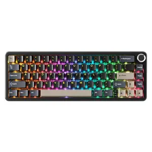 Attack Shark X66 Starry Black 60% Wireless Mechanical Gaming Keyboard, 66 Keys, Strawberry Switches, Tri-Mode Bluetooth 5.0/2.4GHz/USB-C, Gasket Mount, Hot-Swappable, Side-Printed PBT Keycaps, RGB, CNC Metal Knob, 3000mAh Battery