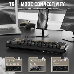 Attack Shark X66 Starry Black 60% Wireless Mechanical Gaming Keyboard, 66 Keys, Strawberry Switches, Tri-Mode Bluetooth 5.0/2.4GHz/USB-C, Gasket Mount, Hot-Swappable, Side-Printed PBT Keycaps, RGB, CNC Metal Knob, 3000mAh Battery