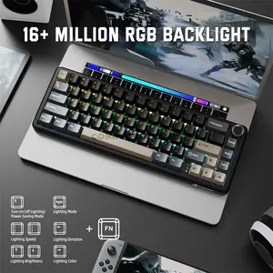 Attack Shark X66 Starry Black 60% Wireless Mechanical Gaming Keyboard, 66 Keys, Strawberry Switches, Tri-Mode Bluetooth 5.0/2.4GHz/USB-C, Gasket Mount, Hot-Swappable, Side-Printed PBT Keycaps, RGB, CNC Metal Knob, 3000mAh Battery
