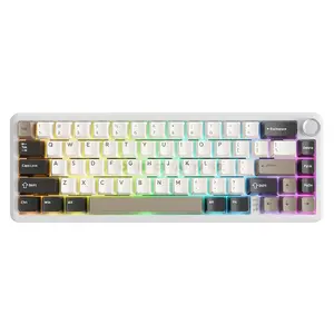 Attack Shark X66 White Cheese 60% Wireless Mechanical Gaming Keyboard, 66 Keys, Pre-Lubed Linear Strawberry Switches, Tri-Mode Bluetooth 5.0 2.4GHz & USB-C Wired, Gasket Mount, Hot-Swappable, Side-Printed PBT Keycaps, RGB & 3000mAh Battery