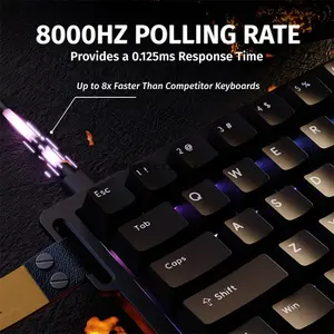 Attack Shark X68 HE Black 60% Magnetic Switch Gaming Wired Keyboard, 66 Keys, 8000Hz Polling Rate, 128K Scan Rate, 0.01mm Rapid Trigger Accuracy, Adjustable 0.1–3.4mm Actuation, Hot-Swappable Linear Magnetic Switches, PBT Double-Shot Keycaps & RGB