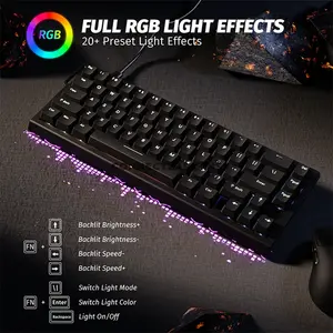 Attack Shark X68 HE Black 60% Magnetic Switch Gaming Wired Keyboard, 66 Keys, 8000Hz Polling Rate, 128K Scan Rate, 0.01mm Rapid Trigger Accuracy, Adjustable 0.1–3.4mm Actuation, Hot-Swappable Linear Magnetic Switches, PBT Double-Shot Keycaps & RGB