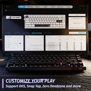 Attack Shark X68 HE Black 60% Magnetic Switch Gaming Wired Keyboard, 66 Keys, 8000Hz Polling Rate, 128K Scan Rate, 0.01mm Rapid Trigger Accuracy, Adjustable 0.1–3.4mm Actuation, Hot-Swappable Linear Magnetic Switches, PBT Double-Shot Keycaps & RGB