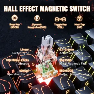 Attack Shark X68 MAX HE Black Contour 60% Aluminum Magnetic Switch Gaming Keyboard, 68 Keys, CNC Aluminum Body, 8000Hz Polling Rate, 256K Scan Rate, 0.005mm Rapid Trigger Accuracy, Adjustable 0.1–3.4mm Actuation, Hot-Swappable, PBT Double-Shot Keycap