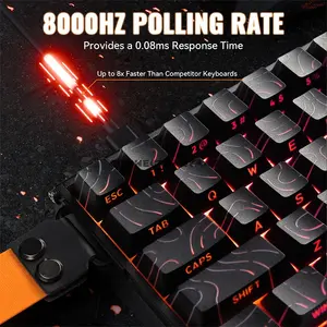 Attack Shark X68 MAX HE Black Contour 60% Aluminum Magnetic Switch Gaming Keyboard, 68 Keys, CNC Aluminum Body, 8000Hz Polling Rate, 256K Scan Rate, 0.005mm Rapid Trigger Accuracy, Adjustable 0.1–3.4mm Actuation, Hot-Swappable, PBT Double-Shot Keycap