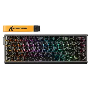 Attack Shark X68 MAX HE Black Contour 60% Aluminum Magnetic Switch Gaming Keyboard, 68 Keys, CNC Aluminum Body, 8000Hz Polling Rate, 256K Scan Rate, 0.005mm Rapid Trigger Accuracy, Adjustable 0.1–3.4mm Actuation, Hot-Swappable, PBT Double-Shot Keycap