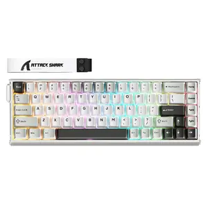Attack Shark X68 MAX HE Starlight White 60% Aluminum Magnetic Switch Gaming Keyboard, 68 Keys, CNC Aluminum Body, 8000Hz Polling Rate, 256K Scan Rate, 0.005mm Rapid Trigger Accuracy, Adjustable 0.1–3.4mm Actuation, Hot-Swappable, PBT Double-Shot Keyc