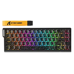 Attack Shark X68 PRO HE Black Contour 60% Wireless Magnetic Switch Gaming Keyboard, 66 Keys, Tri-Mode Bluetooth 2.4GHz & USB-C Wired, 8000Hz Polling, 0.01mm Rapid Trigger, 128K Scan Rate, Hot-Swappable, PBT Double-Shot Keycaps, RGB & 5000mAh Battery