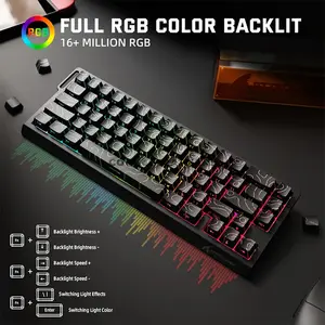 Attack Shark X68 PRO HE Black Contour 60% Wireless Magnetic Switch Gaming Keyboard, 66 Keys, Tri-Mode Bluetooth 2.4GHz & USB-C Wired, 8000Hz Polling, 0.01mm Rapid Trigger, 128K Scan Rate, Hot-Swappable, PBT Double-Shot Keycaps, RGB & 5000mAh Battery