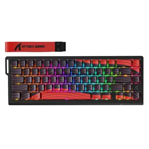 Attack Shark X68 PRO HE Black Red Contour 60% Wireless Magnetic Switch Gaming Keyboard, 66 Keys, Tri-Mode Bluetooth 2.4GHz & USB-C Wired, 8000Hz Polling, 0.01mm Rapid Trigger, 128K Scan Rate, Hot-Swappable, PBT Keycaps, RGB & 5000mAh Battery
