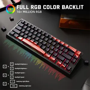 Attack Shark X68 PRO HE Black Red Contour 60% Wireless Magnetic Switch Gaming Keyboard, 66 Keys, Tri-Mode Bluetooth 2.4GHz & USB-C Wired, 8000Hz Polling, 0.01mm Rapid Trigger, 128K Scan Rate, Hot-Swappable, PBT Keycaps, RGB & 5000mAh Battery