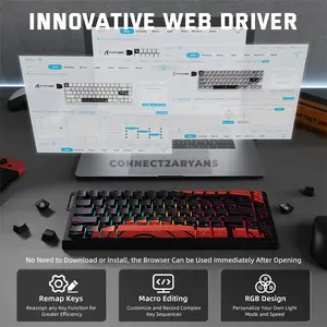 Attack Shark X68 PRO HE Black Red Contour 60% Wireless Magnetic Switch Gaming Keyboard, 66 Keys, Tri-Mode Bluetooth 2.4GHz & USB-C Wired, 8000Hz Polling, 0.01mm Rapid Trigger, 128K Scan Rate, Hot-Swappable, PBT Keycaps, RGB & 5000mAh Battery