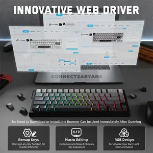 Attack Shark X68 PRO HE Gradient Black 60% Wireless Magnetic Switch Gaming Keyboard, 66 Keys, Tri-Mode Bluetooth 2.4GHz & USB-C Wired, 8000Hz Polling, 0.01mm Rapid Trigger, 128K Scan Rate, Hot-Swappable, PBT Double-Shot Keycaps, RGB & 5000mAh Battery