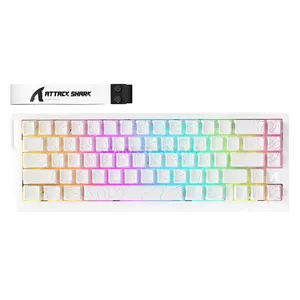 Attack Shark X68 PRO HE White Contour 60% Wireless Magnetic Switch Gaming Keyboard, 66 Keys, Tri-Mode Bluetooth 2.4GHz & USB-C Wired, 8000Hz Polling, 0.01mm Rapid Trigger, 128K Scan Rate, Hot-Swappable, PBT Double-Shot Keycaps, RGB & 5000mAh Battery