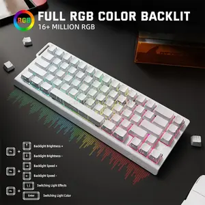 Attack Shark X68 PRO HE White Contour 60% Wireless Magnetic Switch Gaming Keyboard, 66 Keys, Tri-Mode Bluetooth 2.4GHz & USB-C Wired, 8000Hz Polling, 0.01mm Rapid Trigger, 128K Scan Rate, Hot-Swappable, PBT Double-Shot Keycaps, RGB & 5000mAh Battery
