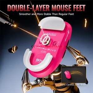 Attack Shark X8 PLUS Berry Red Wireless Gaming Mouse, PixArt PAW3395PRO Sensor, 50–40000 DPI, 55±3g Superlight Design, Tri-Mode Bluetooth 2.4GHz & Wired, 1000Hz Polling Rate, 700 IPS, 60G Acceleration, 100 Million Clicks & 500mAh Battery