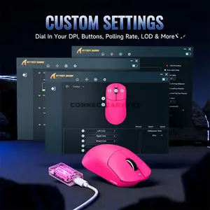 Attack Shark X8 PLUS Berry Red Wireless Gaming Mouse, PixArt PAW3395PRO Sensor, 50–40000 DPI, 55±3g Superlight Design, Tri-Mode Bluetooth 2.4GHz & Wired, 1000Hz Polling Rate, 700 IPS, 60G Acceleration, 100 Million Clicks & 500mAh Battery