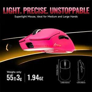 Attack Shark X8 SE Berry Red Tri-Mode Wireless Gaming Mouse, PAW3311 Sensor, 25000 DPI, 55g±3g Lightweight Design, Bluetooth 2.4GHz & Wired Connectivity, 1000Hz Polling Rate, 400 IPS, 40G Acceleration, 500mAh Battery & PTFE Skates