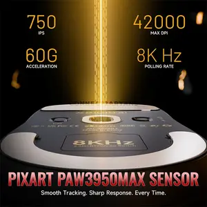 Attack Shark X8 ULTIMATE Black Tri-Mode Wireless Gaming Mouse, PAW3950 MAX Sensor, 42000 DPI, Wired & Wireless 8000Hz Polling Rate, Nordic 54L15 MCU, 65G Acceleration, 750 IPS, 55g±3g Lightweight Design, 800mAh Battery & 8K Receiver