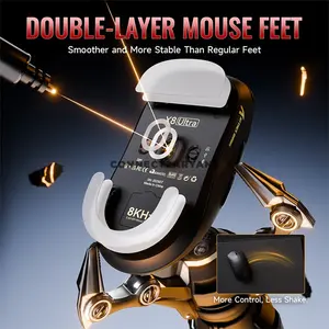 Attack Shark X8 ULTIMATE Black Tri-Mode Wireless Gaming Mouse, PAW3950 MAX Sensor, 42000 DPI, Wired & Wireless 8000Hz Polling Rate, Nordic 54L15 MCU, 65G Acceleration, 750 IPS, 55g±3g Lightweight Design, 800mAh Battery & 8K Receiver