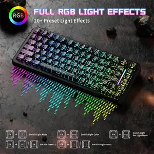 Attack Shark X82 PRO HE Black Contour 75% Wireless Magnetic Switch Gaming Keyboard, 82 Keys, Tri-Mode Bluetooth 2.4GHz & USB-C Wired, 8000Hz Polling Rate, 128K Scan Rate, 0.01mm Rapid Trigger, Adjustable 0.1–3.4mm Actuation, Hot-Swappable, PBT Keycap