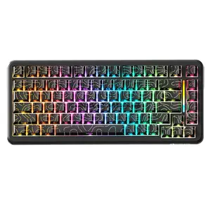 Attack Shark X82 PRO HE Black Contour 75% Wireless Magnetic Switch Gaming Keyboard, 82 Keys, Tri-Mode Bluetooth 2.4GHz & USB-C Wired, 8000Hz Polling Rate, 128K Scan Rate, 0.01mm Rapid Trigger, Adjustable 0.1–3.4mm Actuation, Hot-Swappable, PBT Keycap