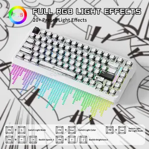 Attack Shark X82 PRO HE Comics 75% Wireless Magnetic Switch Gaming Keyboard, 82 Keys, Tri-Mode Bluetooth 2.4GHz & USB-C Wired, 8000Hz Polling Rate, 0.01mm Rapid Trigger, 128K Scan Rate, Hot-Swappable, Comic PBT Keycaps, 16M RGB & 5000mAh Battery