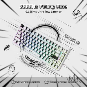 Attack Shark X82 PRO HE Comics 75% Wireless Magnetic Switch Gaming Keyboard, 82 Keys, Tri-Mode Bluetooth 2.4GHz & USB-C Wired, 8000Hz Polling Rate, 0.01mm Rapid Trigger, 128K Scan Rate, Hot-Swappable, Comic PBT Keycaps, 16M RGB & 5000mAh Battery