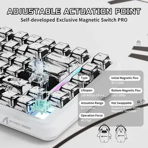 Attack Shark X82 PRO HE Comics 75% Wireless Magnetic Switch Gaming Keyboard, 82 Keys, Tri-Mode Bluetooth 2.4GHz & USB-C Wired, 8000Hz Polling Rate, 0.01mm Rapid Trigger, 128K Scan Rate, Hot-Swappable, Comic PBT Keycaps, 16M RGB & 5000mAh Battery