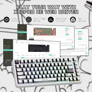 Attack Shark X82 PRO HE Comics 75% Wireless Magnetic Switch Gaming Keyboard, 82 Keys, Tri-Mode Bluetooth 2.4GHz & USB-C Wired, 8000Hz Polling Rate, 0.01mm Rapid Trigger, 128K Scan Rate, Hot-Swappable, Comic PBT Keycaps, 16M RGB & 5000mAh Battery