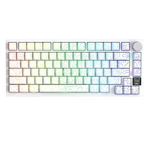 Attack Shark X820 Ultra White Contour 75% Wireless Mechanical Gaming Keyboard, 80 Keys + Knob, Gift Linear Switches, 0.85-Inch TFT Smart Display, Tri-Mode Bluetooth 2.4GHz & USB-C Wired, Gasket Mount, Hot-Swappable, 16M RGB & 4000mAh Battery