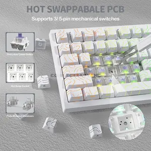 Attack Shark X820 Ultra White Contour 75% Wireless Mechanical Gaming Keyboard, 80 Keys + Knob, Gift Linear Switches, 0.85-Inch TFT Smart Display, Tri-Mode Bluetooth 2.4GHz & USB-C Wired, Gasket Mount, Hot-Swappable, 16M RGB & 4000mAh Battery