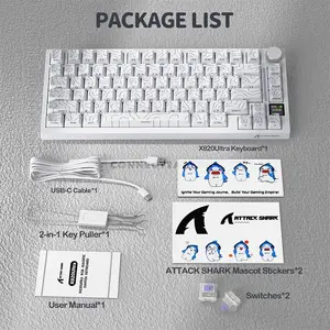 Attack Shark X820 Ultra White Contour 75% Wireless Mechanical Gaming Keyboard, 80 Keys + Knob, Gift Linear Switches, 0.85-Inch TFT Smart Display, Tri-Mode Bluetooth 2.4GHz & USB-C Wired, Gasket Mount, Hot-Swappable, 16M RGB & 4000mAh Battery