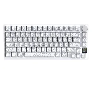 Attack Shark X820 Ultra White Contour 75% Wireless Mechanical Gaming Keyboard, 80 Keys + Knob, Shark Linear Switches, 0.85-Inch TFT Smart Display, Tri-Mode Bluetooth 2.4GHz & USB-C Wired, Gasket Mount, Hot-Swappable, 16M RGB & 4000mAh Battery