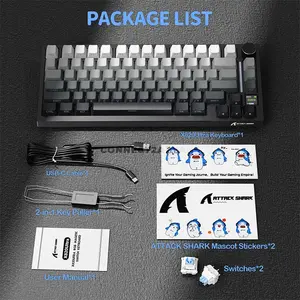 Attack Shark X820 Ultra Moon Night Black Gradient 75% Wireless Mechanical Gaming Keyboard, Shark Linear Switches, TFT Smart Display & Knob, Tri-Mode Bluetooth 5.1 2.4GHz & USB-C Wired, Gasket Mount, Hot-Swappable, RGB & 4000mAh Battery