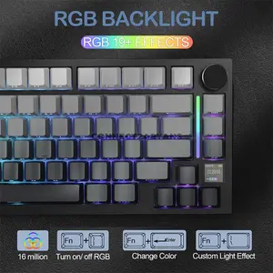 Attack Shark X820 Ultra Moon Night Black Gradient 75% Wireless Mechanical Gaming Keyboard, Shark Linear Switches, TFT Smart Display & Knob, Tri-Mode Bluetooth 5.1 2.4GHz & USB-C Wired, Gasket Mount, Hot-Swappable, RGB & 4000mAh Battery