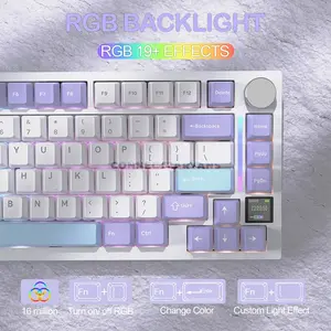 Attack Shark X820 Ultra Starlight White 75% Wireless Mechanical Gaming Keyboard, Gift Linear Switches, TFT Smart Display & Knob, Tri-Mode Bluetooth 5.1 2.4GHz & USB-C Wired, Gasket Mount, Hot-Swappable, RGB & 4000mAh Battery