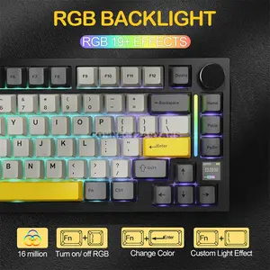 Attack Shark X820 Ultra Starry Black 75% Wireless Mechanical Gaming Keyboard, Gift Linear Switches, TFT Smart Display & Knob, Tri-Mode Bluetooth 5.1 2.4GHz & USB-C Wired, Gasket Mount, Hot-Swappable, RGB & 4000mAh Battery